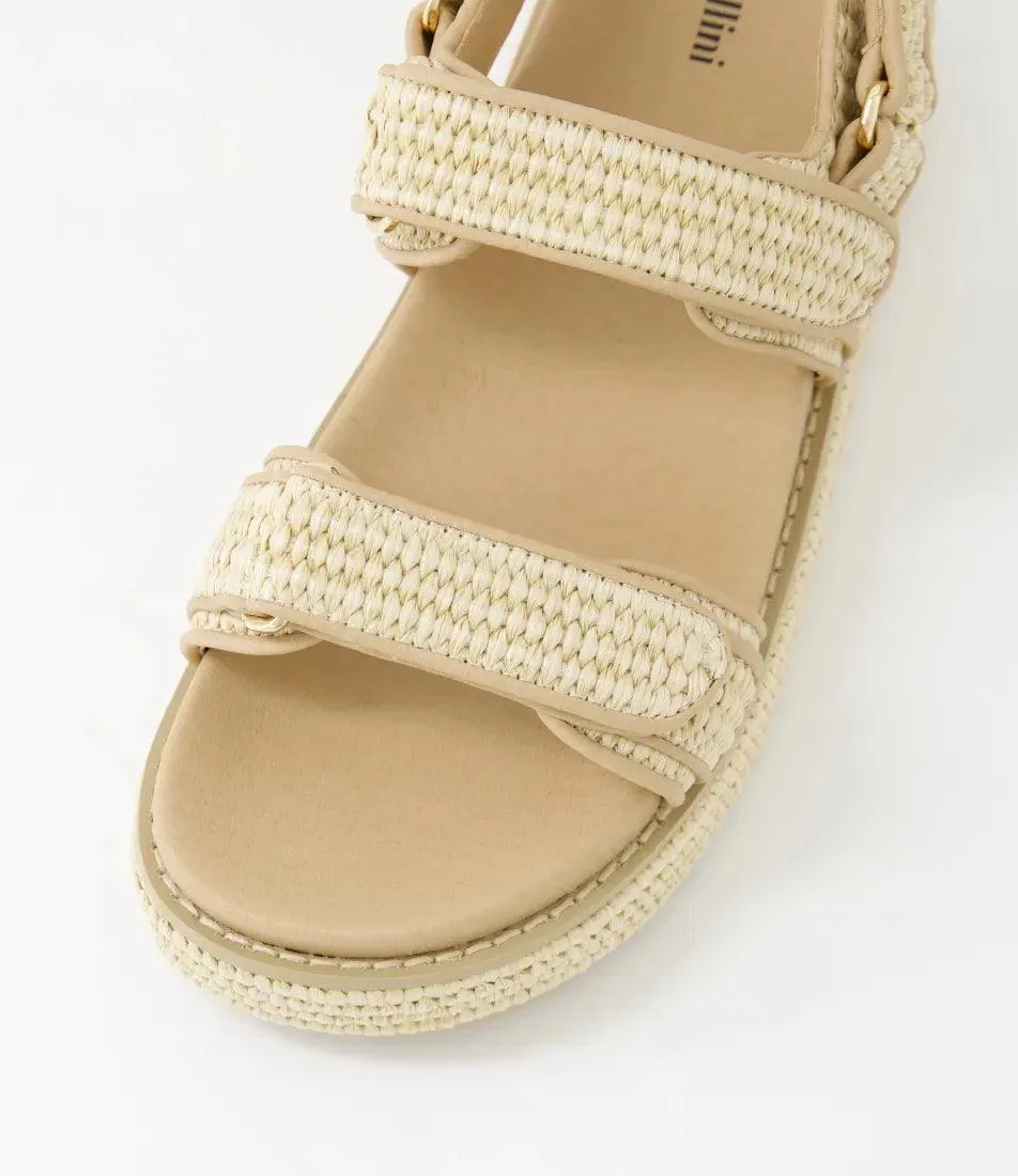 BRIDGETTE NATURAL WOVEN LEATHER SANDALS