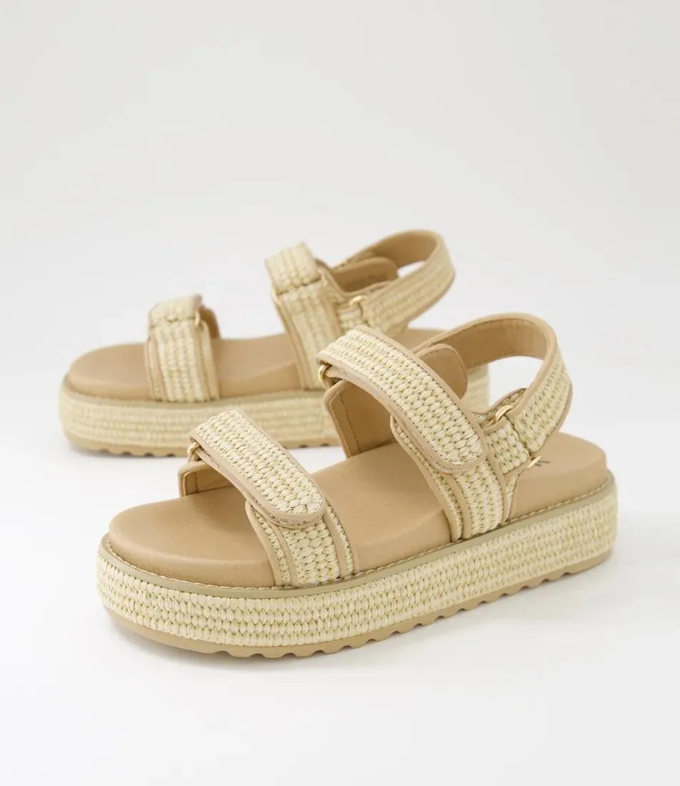 BRIDGETTE NATURAL WOVEN LEATHER SANDALS