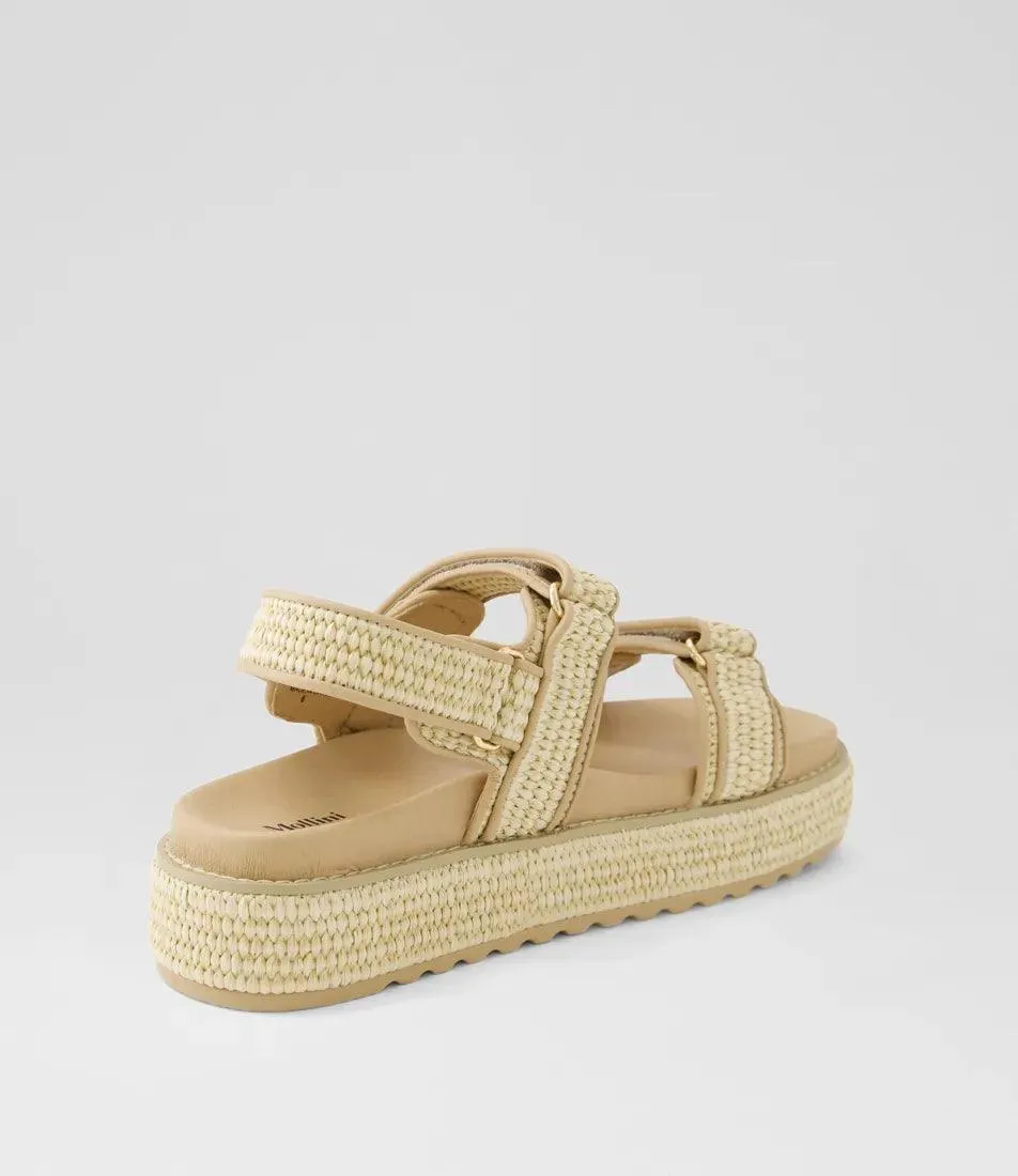 BRIDGETTE NATURAL WOVEN LEATHER SANDALS