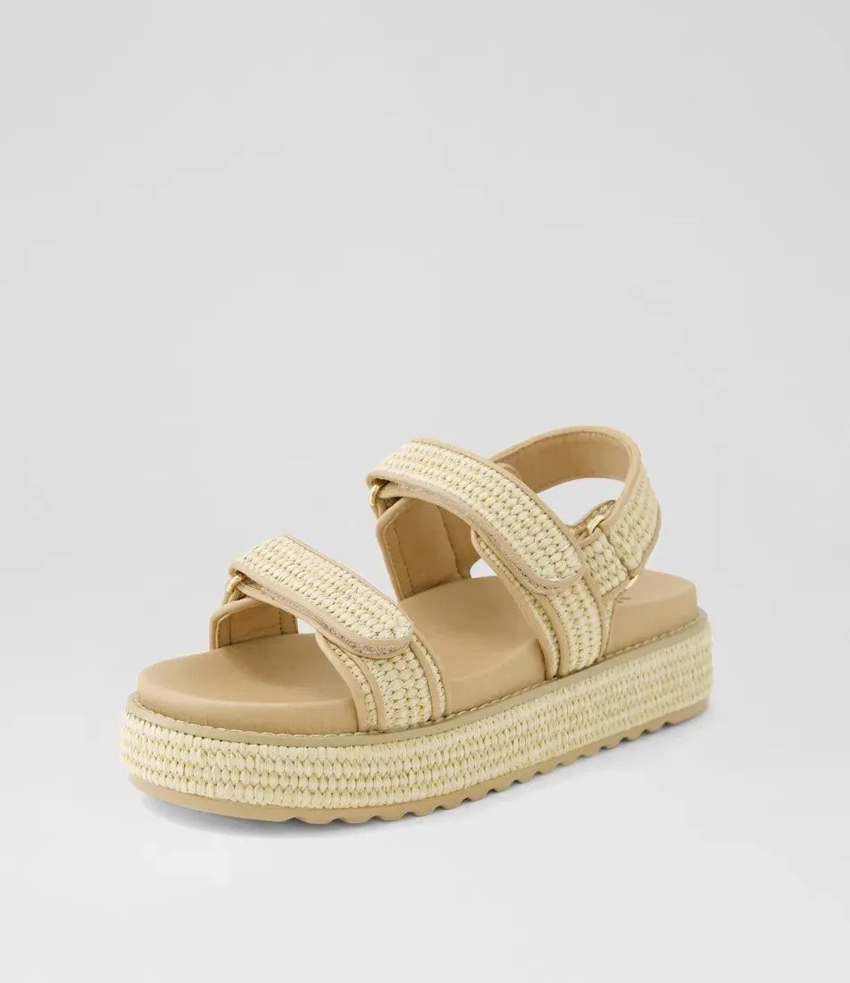BRIDGETTE NATURAL WOVEN LEATHER SANDALS