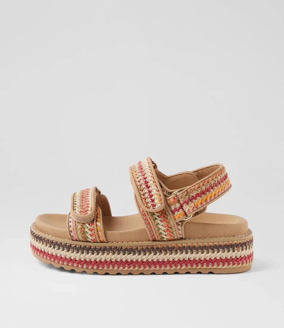 BRIDGETTE NATURAL WOVEN LEATHER SANDALS