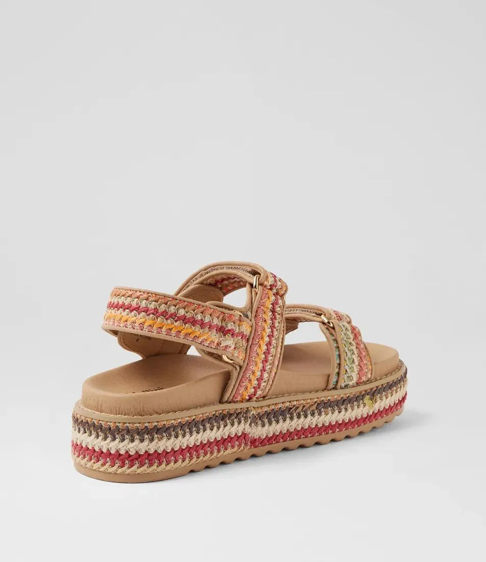 BRIDGETTE NATURAL WOVEN LEATHER SANDALS