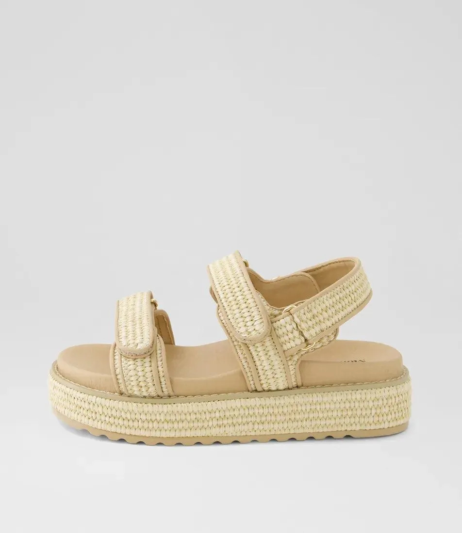 BRIDGETTE NATURAL WOVEN LEATHER SANDALS