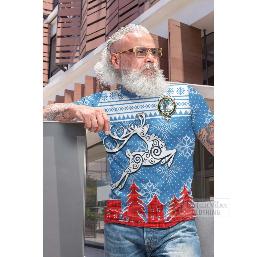 Burnett Clan Christmas Cotton T-shirt Celtic Reindeer Style
