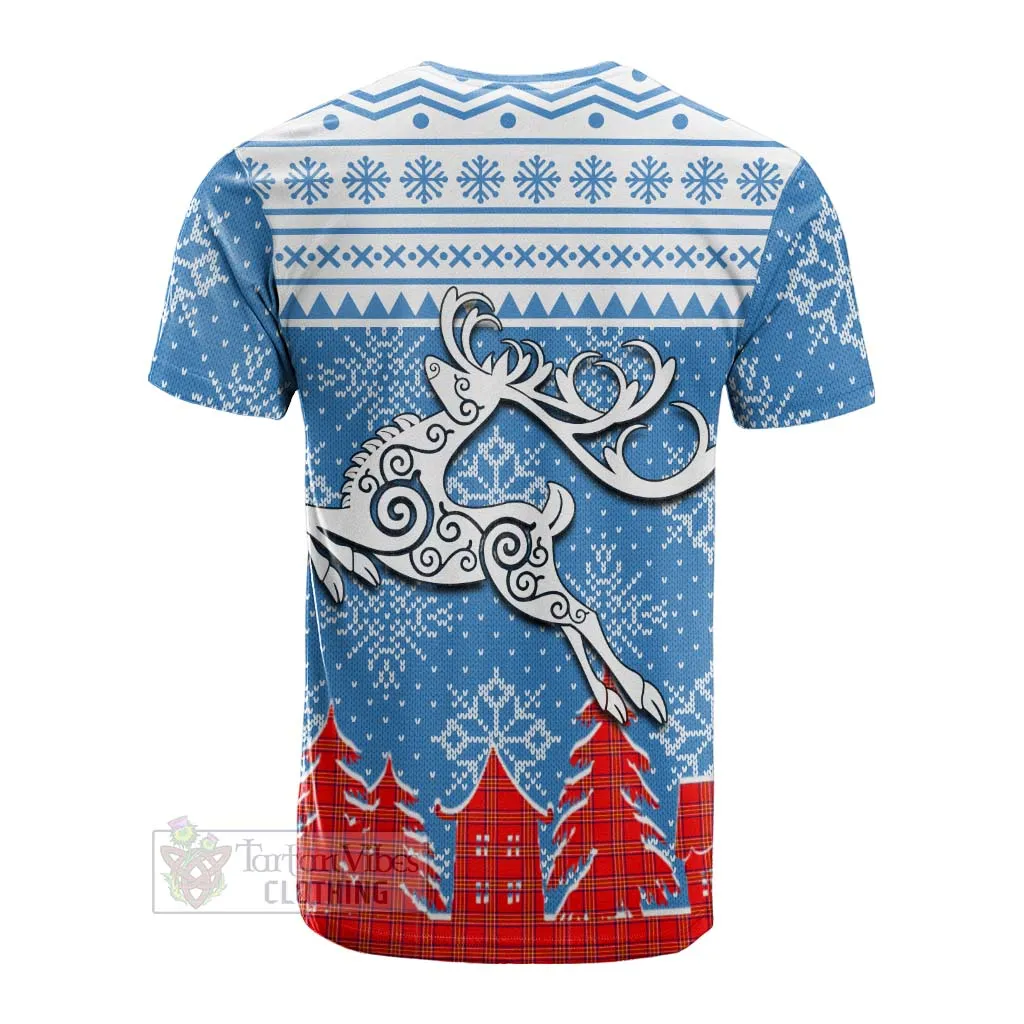 Burnett Clan Christmas Cotton T-shirt Celtic Reindeer Style