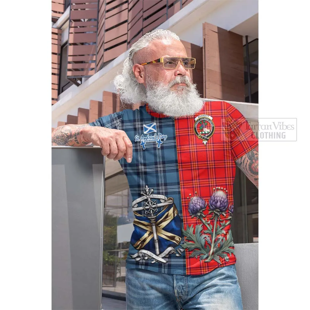 Burnett Tartan Cotton T-shirt Happy St. Andrew's Day Half Tartan Style