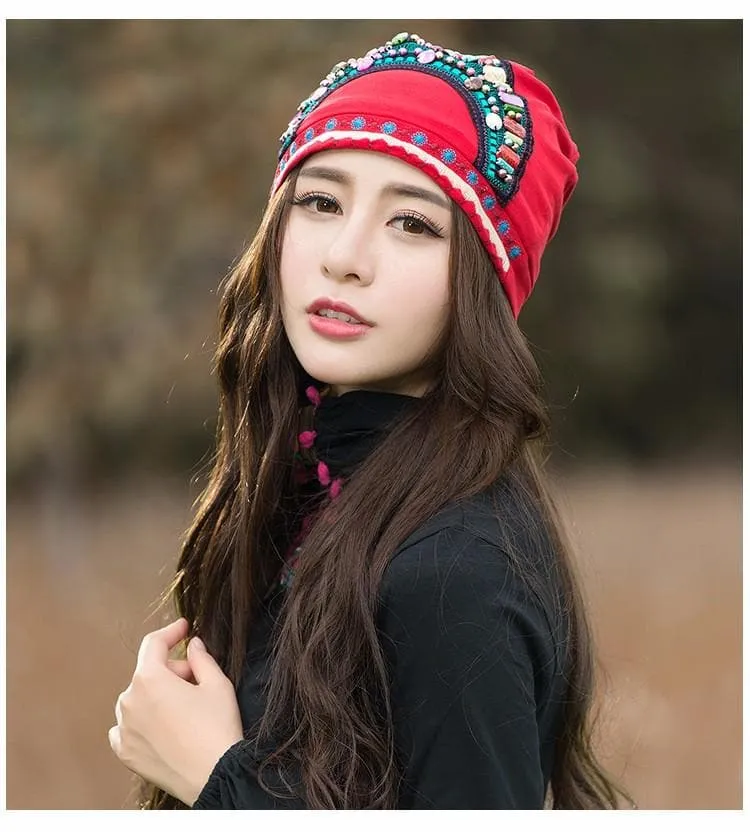 Embroidered Beaded Hippie Hats