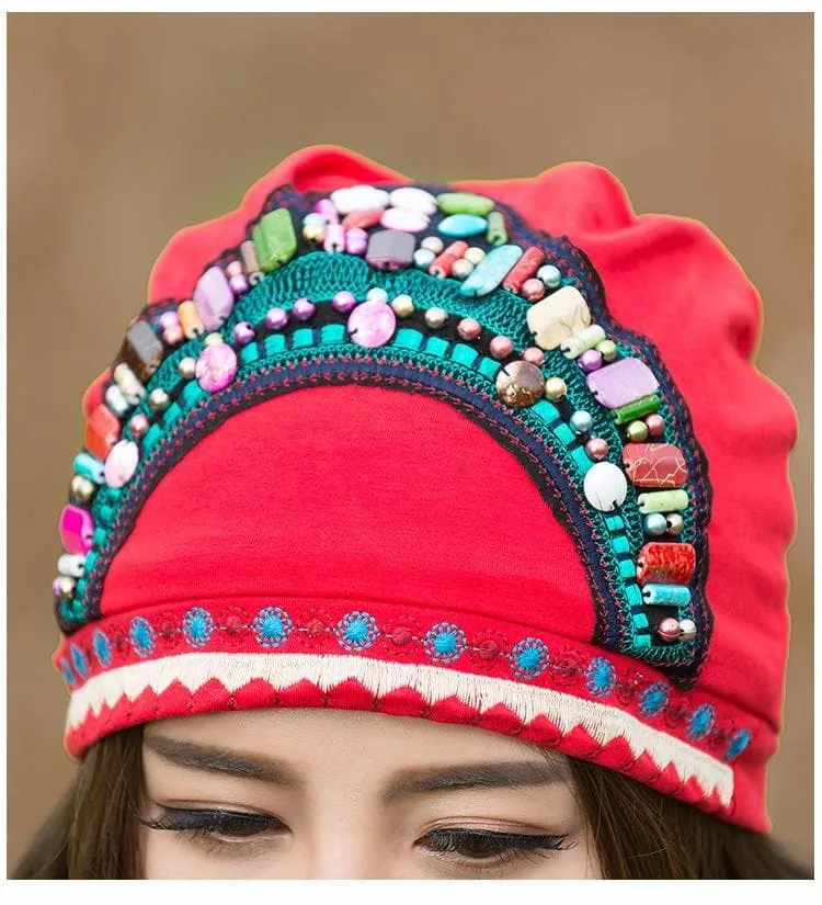 Embroidered Beaded Hippie Hats