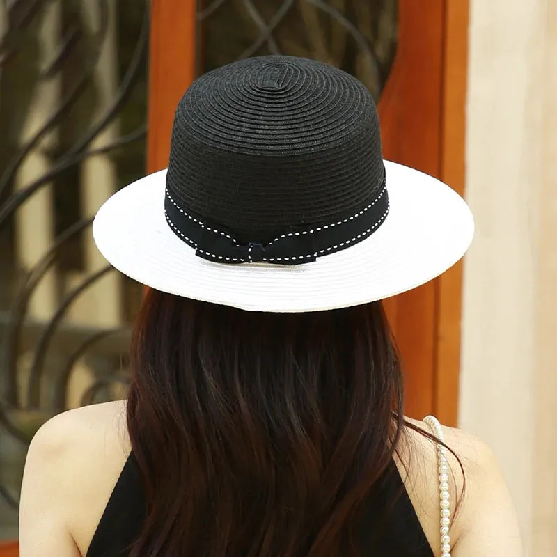 English Style Straw Large Brim Small Face Outdoor Sunshade Hat