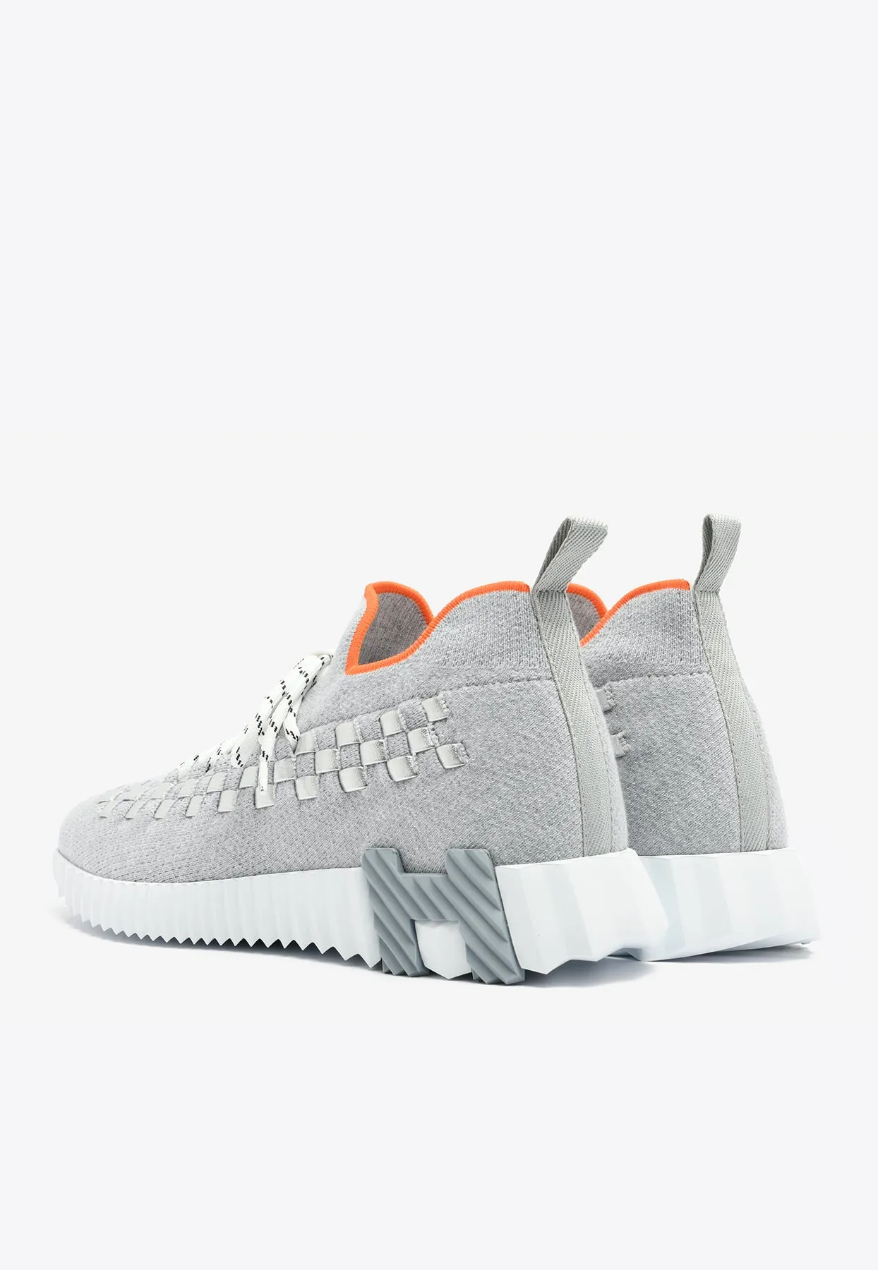 Flex Slip-On Sneakers in Gris Silex Mottled Knit with Braided Bolduc