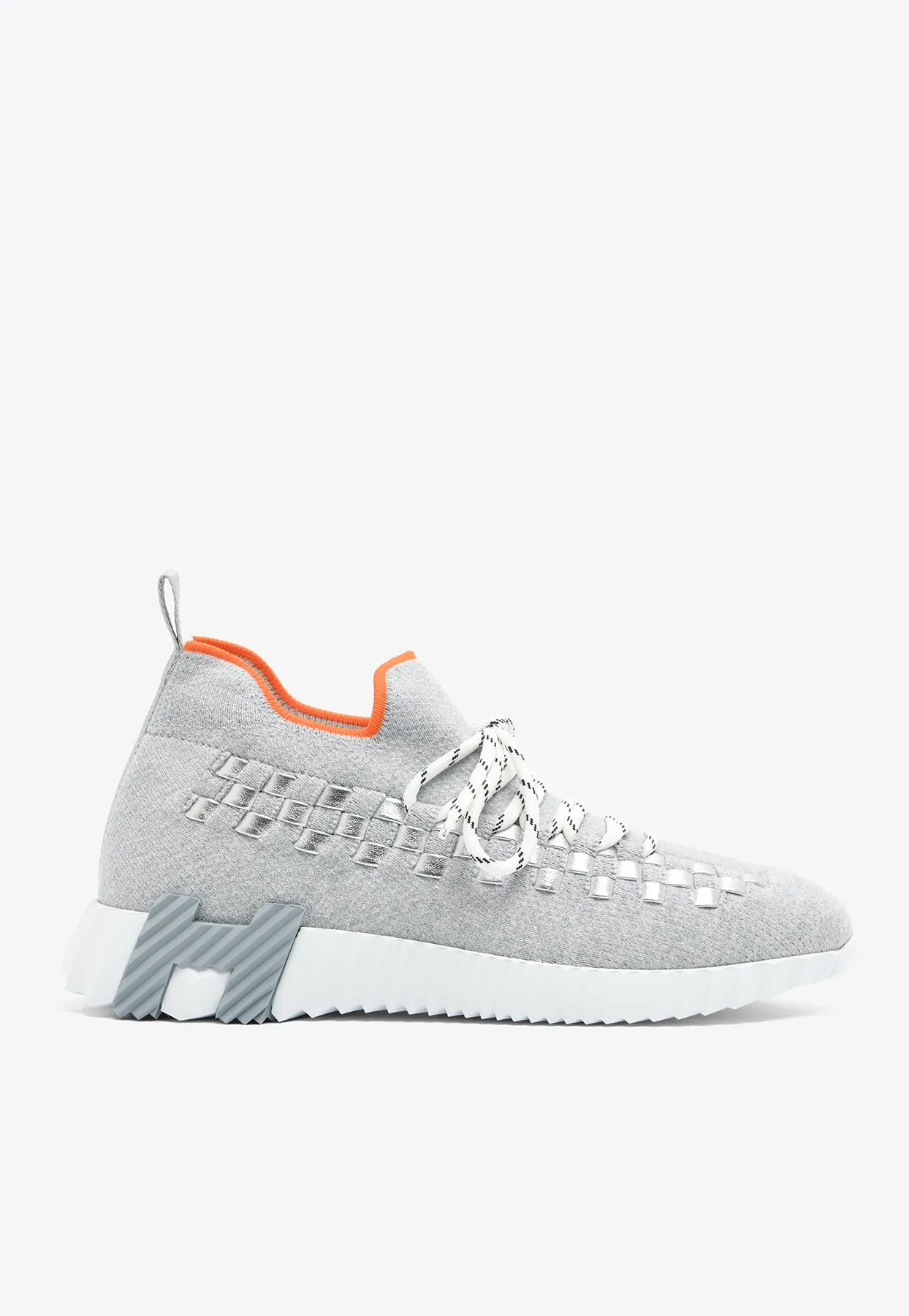 Flex Slip-On Sneakers in Gris Silex Mottled Knit with Braided Bolduc