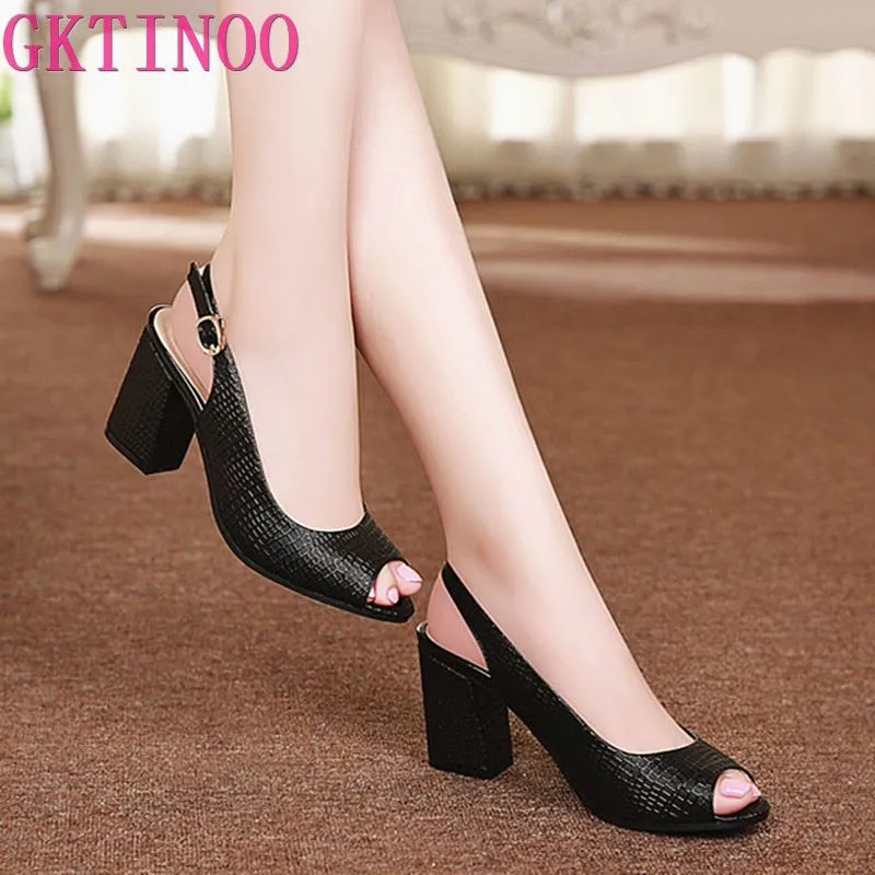 GKTINOO 2023 Summer shoes Woman open toe Women genuine leather High designer  platform  Heel sandals Casual platform Sandals Women Sandals