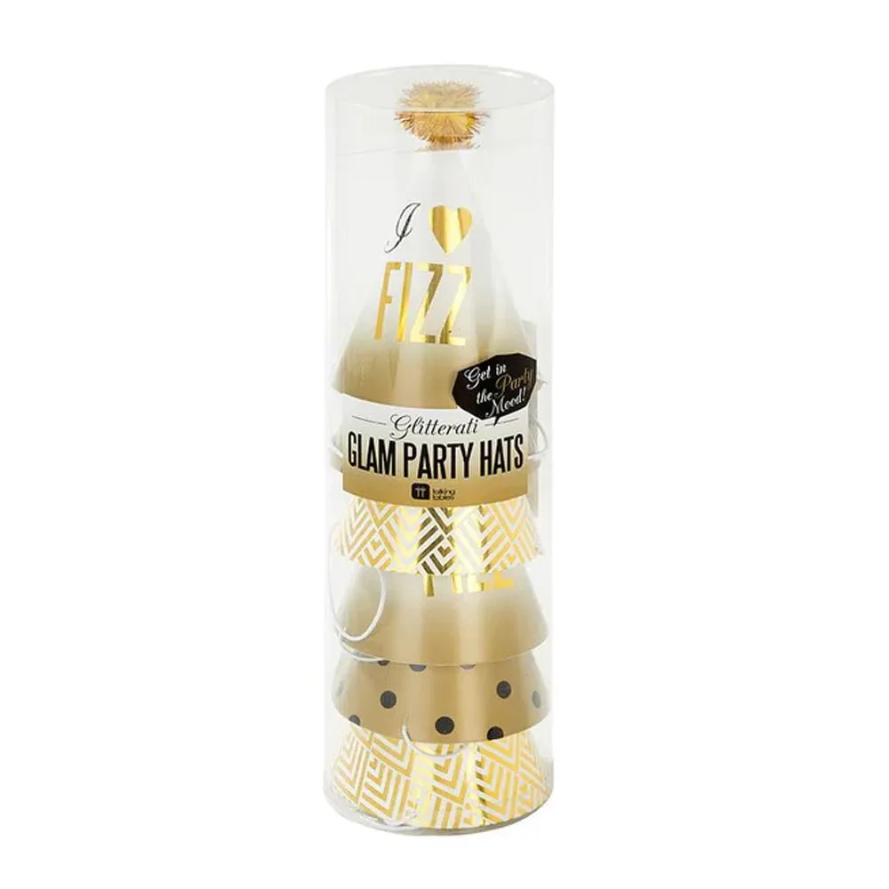 Glitterati Glam Gold Mini Cone Party Hats - Pack of 6
