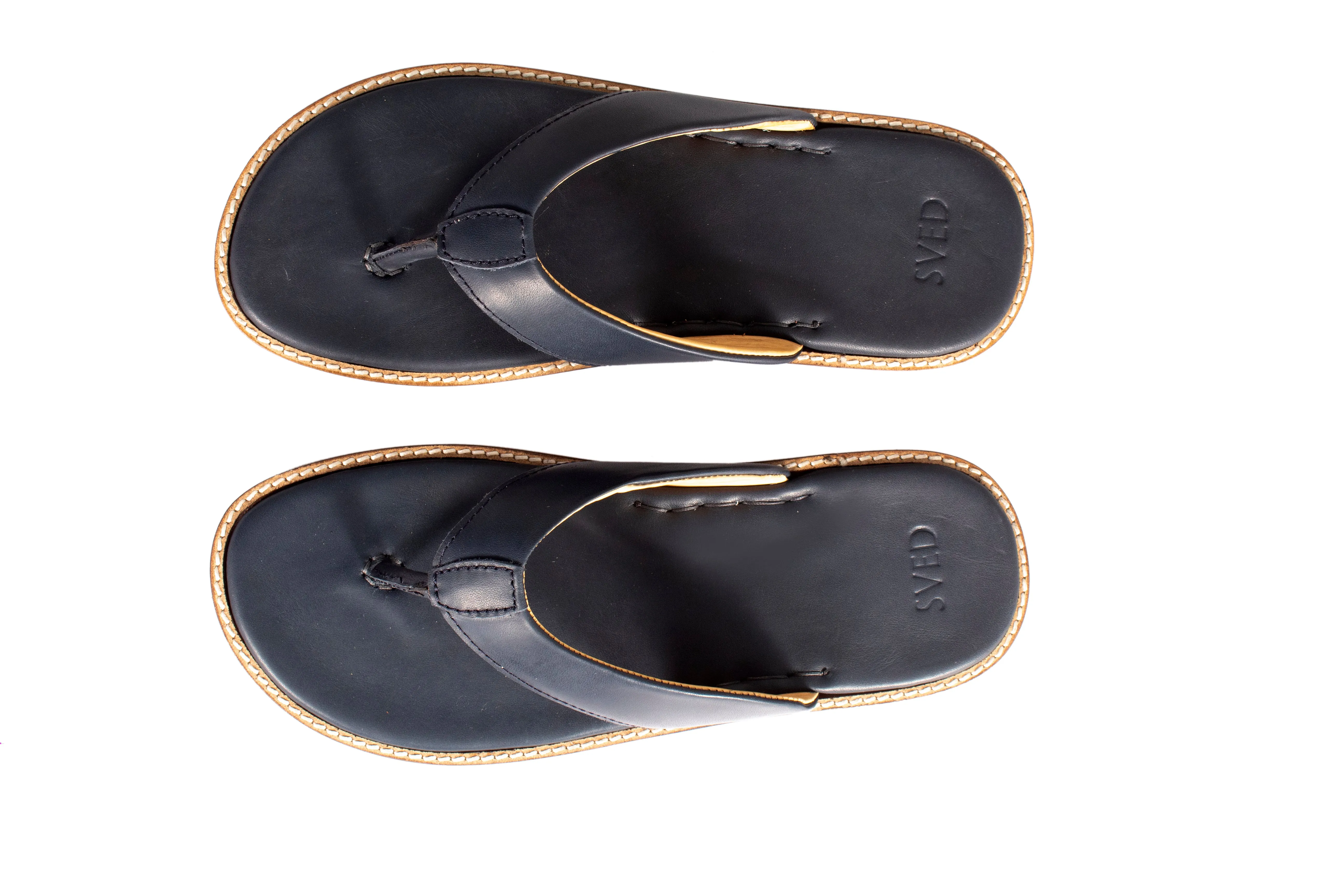 Handcrafted Leather Slippers - Indigo