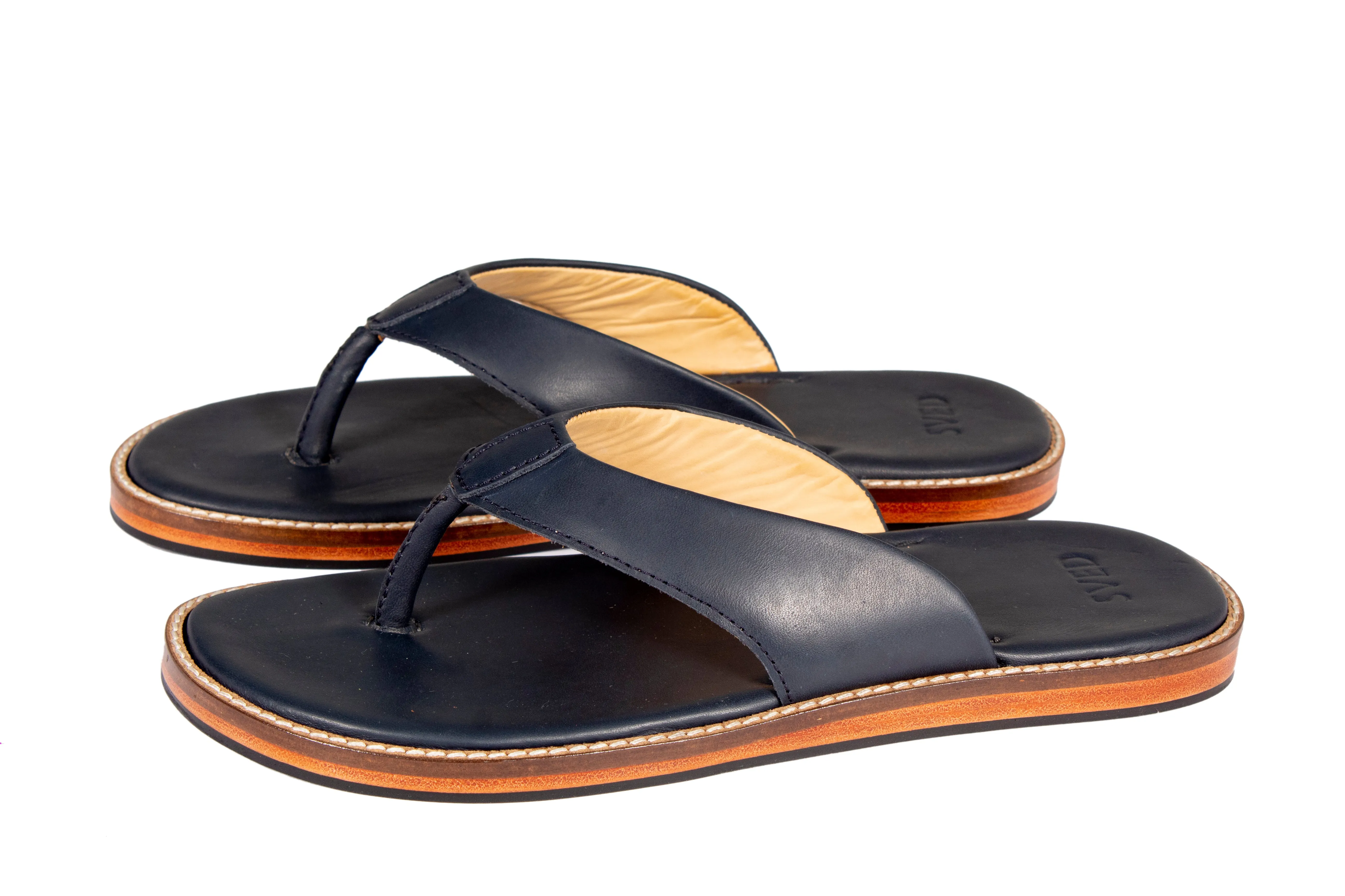 Handcrafted Leather Slippers - Indigo