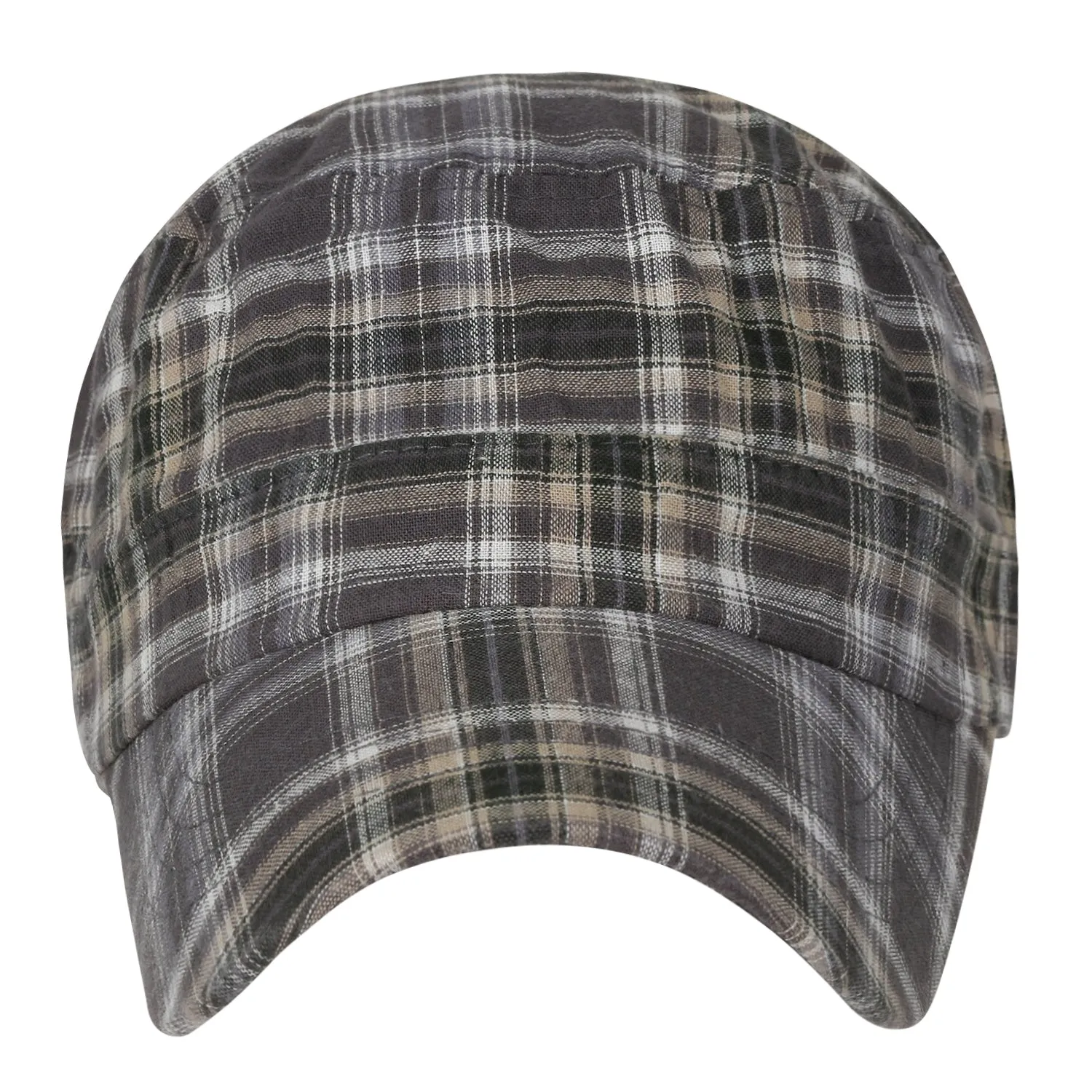 ililily Tartan Checkered Cotton Military Army Radar Hat Casual Cadet Cap