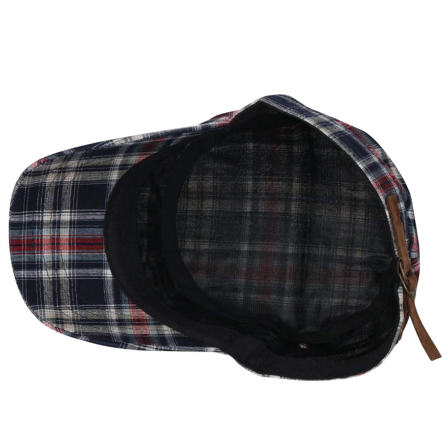 ililily Tartan Checkered Cotton Military Army Radar Hat Casual Cadet Cap