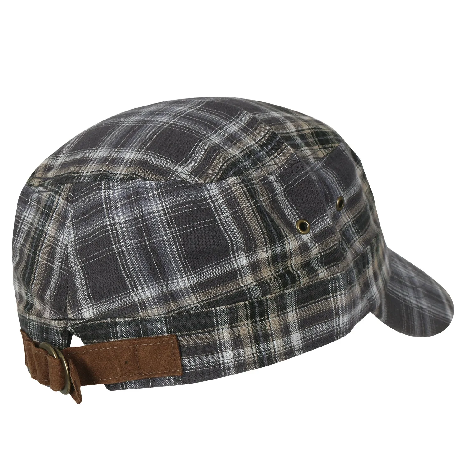 ililily Tartan Checkered Cotton Military Army Radar Hat Casual Cadet Cap