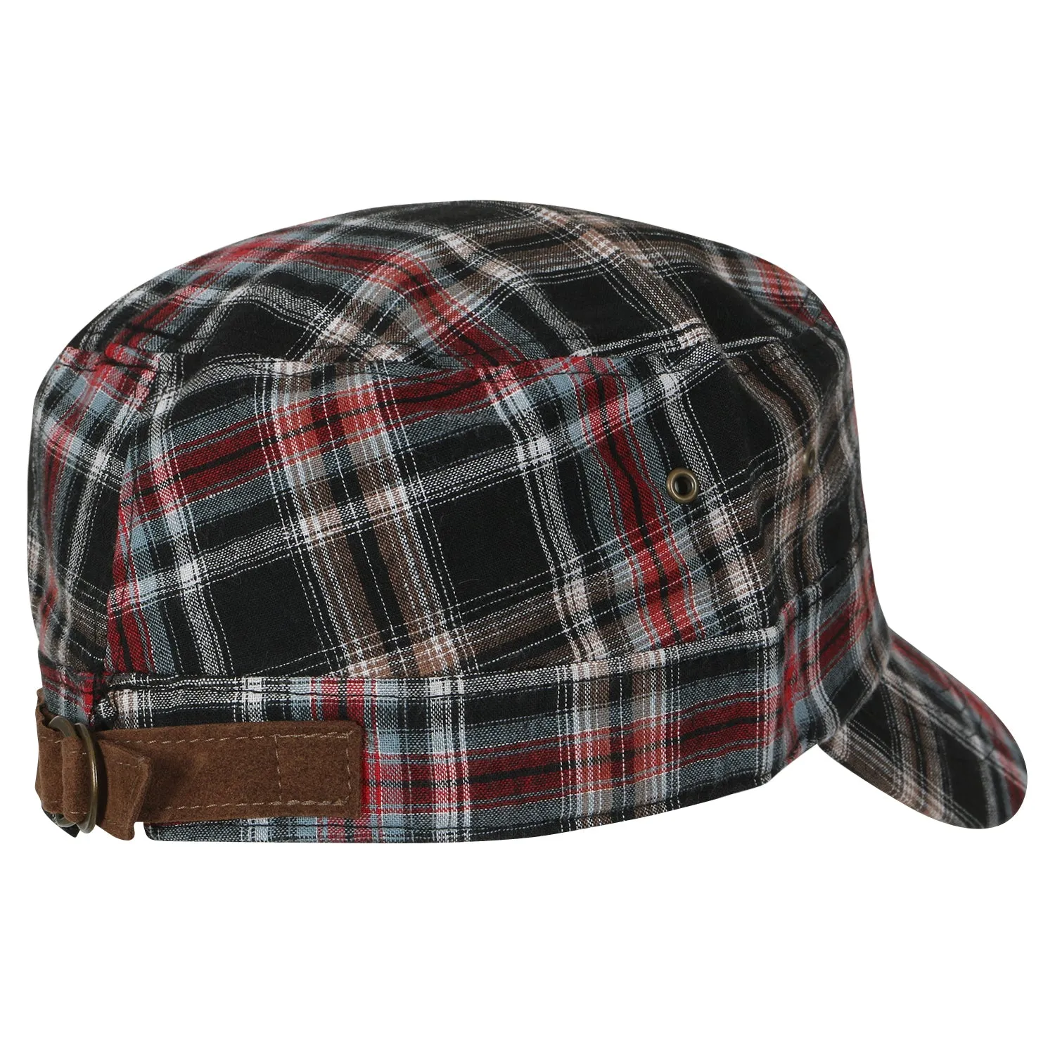 ililily Tartan Checkered Cotton Military Army Radar Hat Casual Cadet Cap