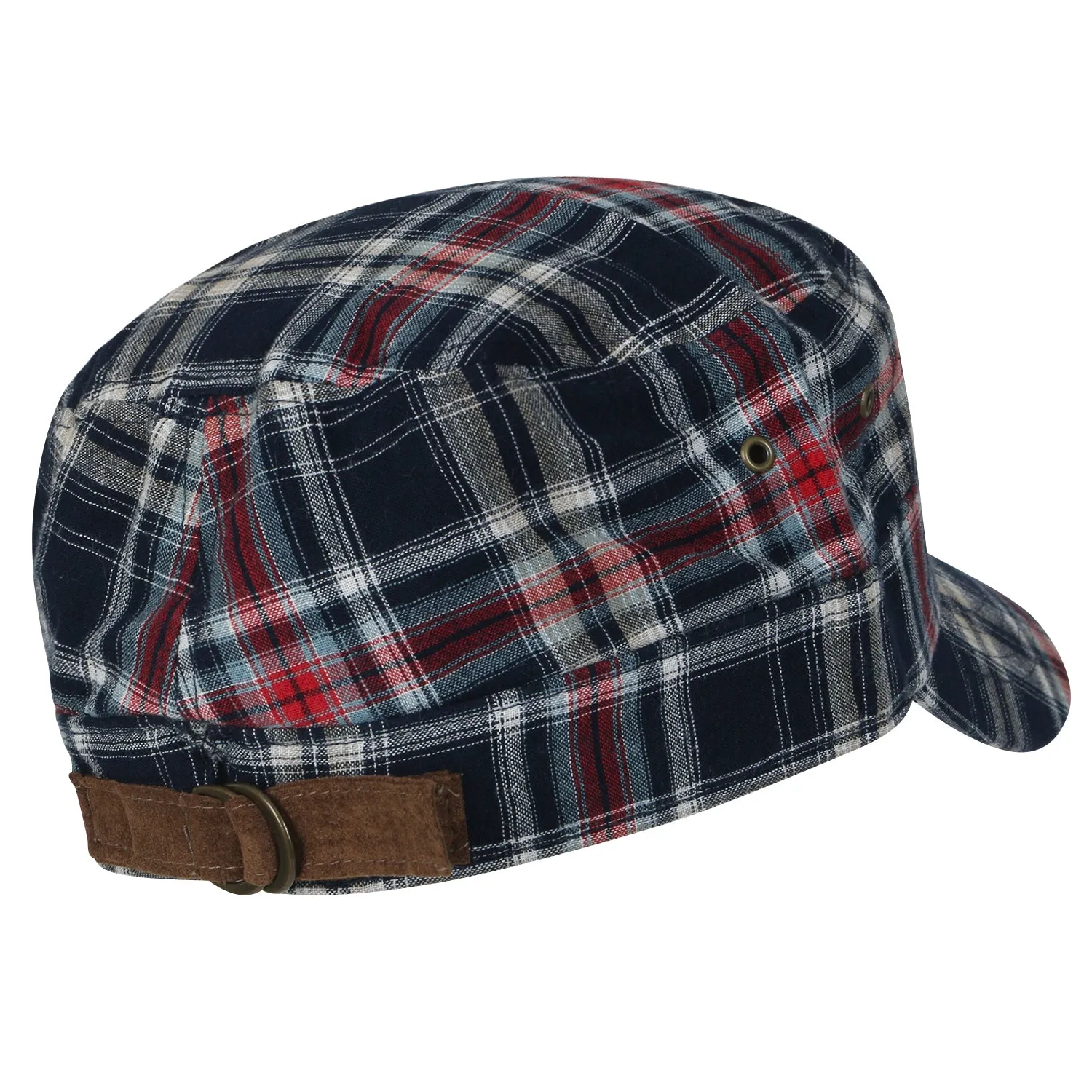 ililily Tartan Checkered Cotton Military Army Radar Hat Casual Cadet Cap