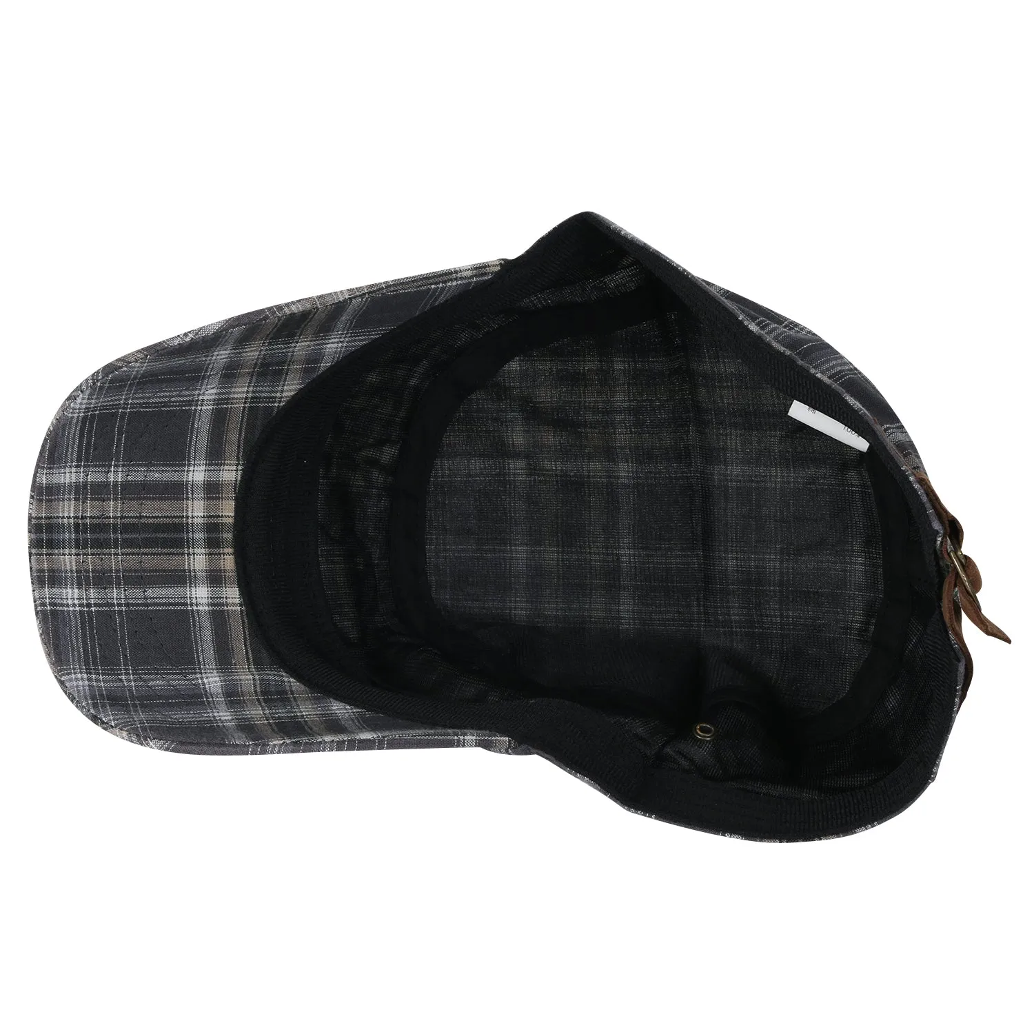 ililily Tartan Checkered Cotton Military Army Radar Hat Casual Cadet Cap