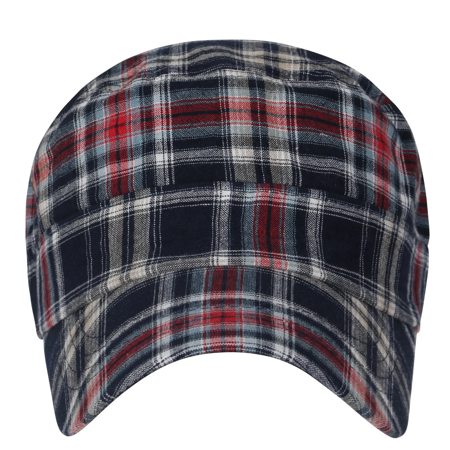 ililily Tartan Checkered Cotton Military Army Radar Hat Casual Cadet Cap