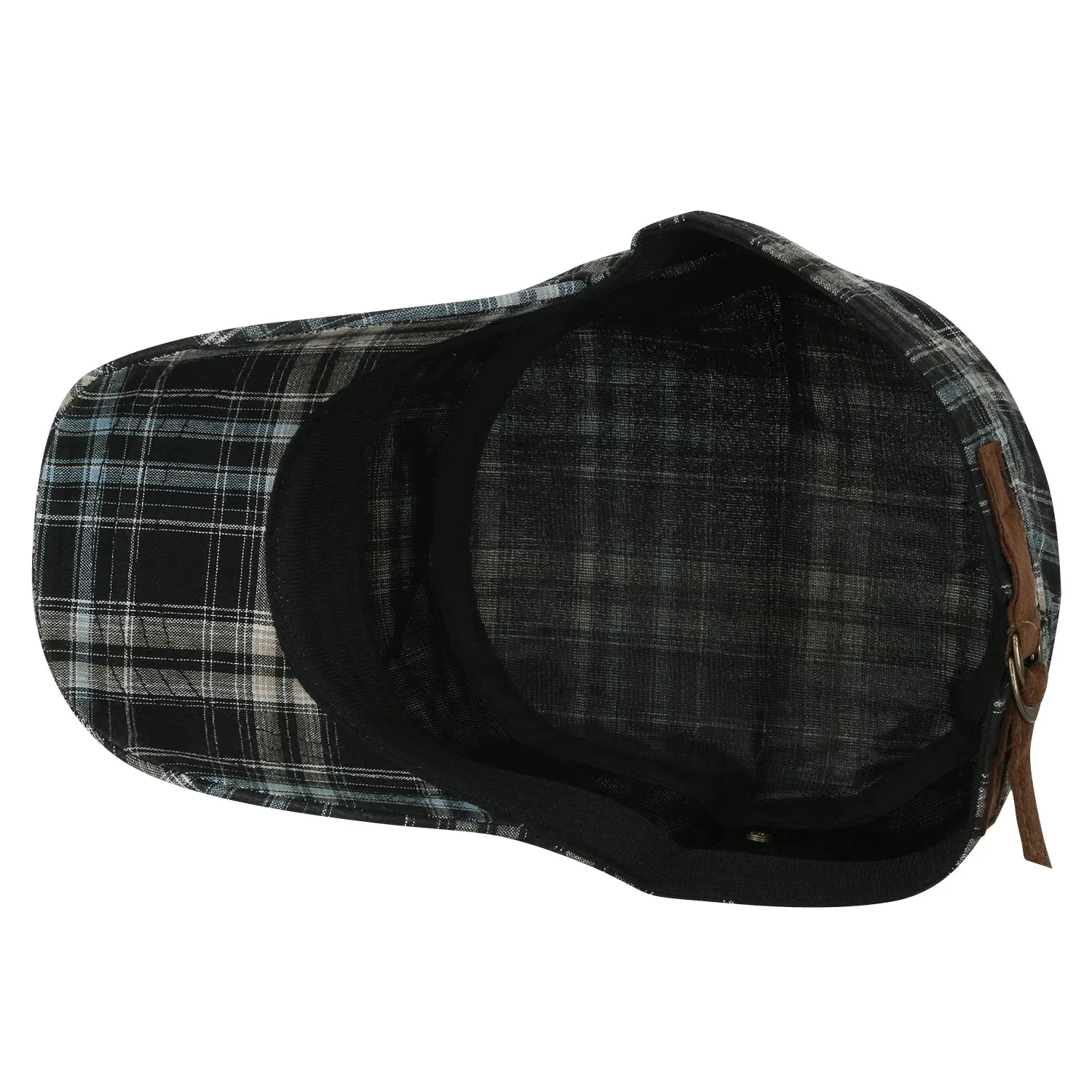 ililily Tartan Checkered Cotton Military Army Radar Hat Casual Cadet Cap