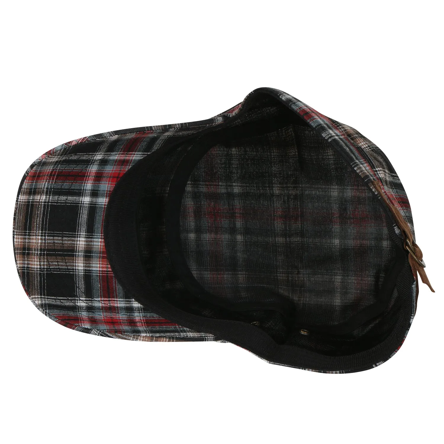ililily Tartan Checkered Cotton Military Army Radar Hat Casual Cadet Cap