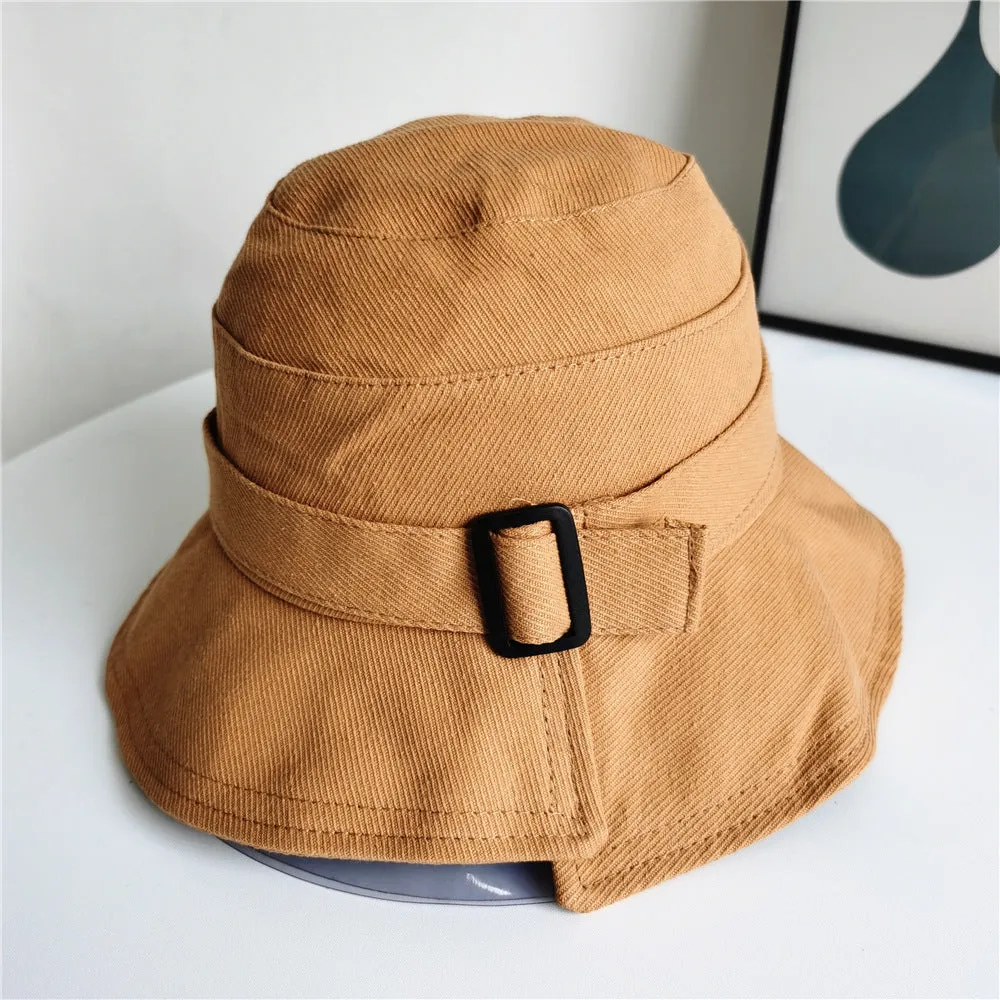 Irregular Brim Button Bucket Hat