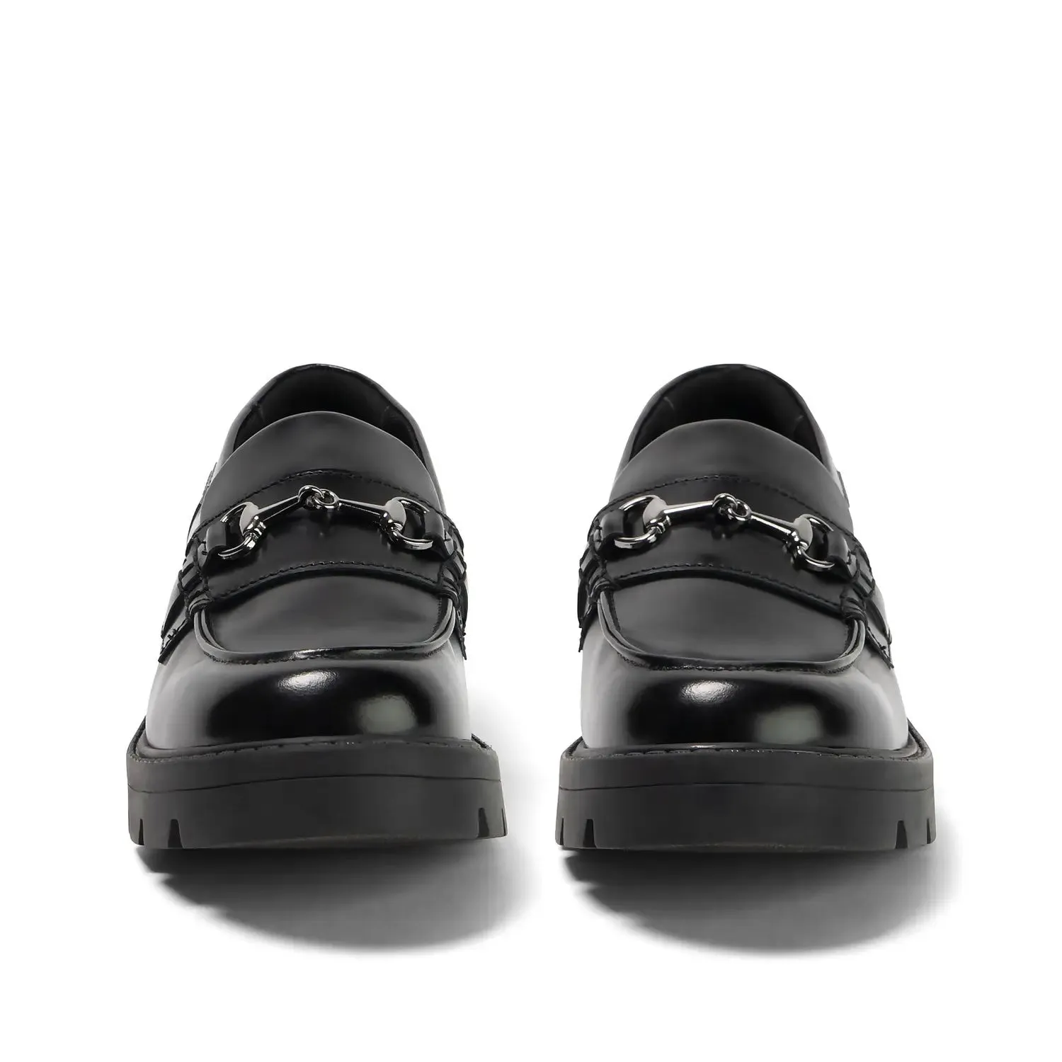 Kickers Adult Women's Black Leather Kori Charm Loafer School Shoes