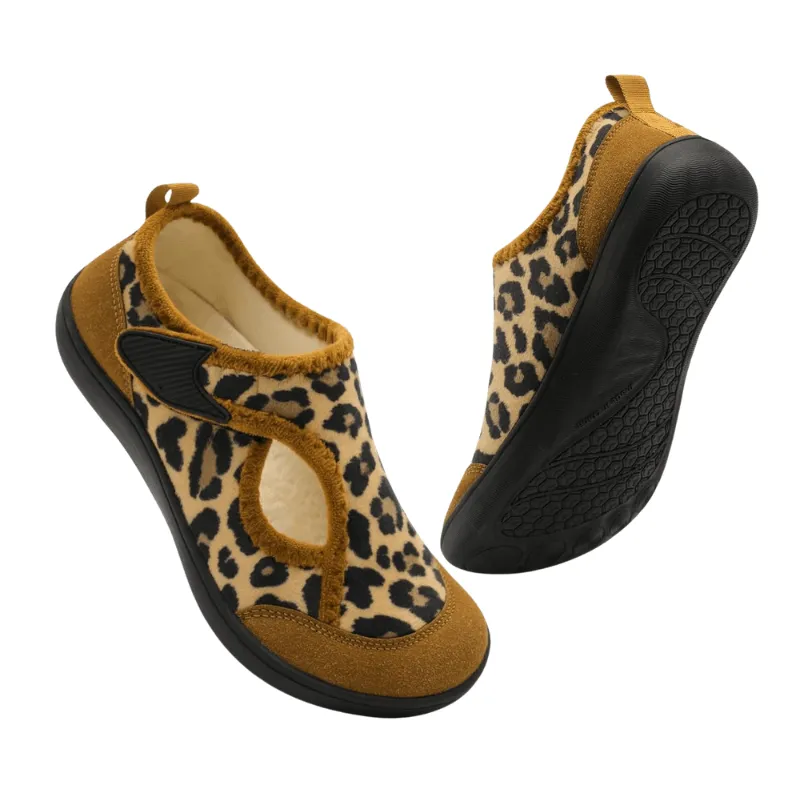 Leopard Print Diabetic Slippers – Stylish Comfort with Secure Fit
