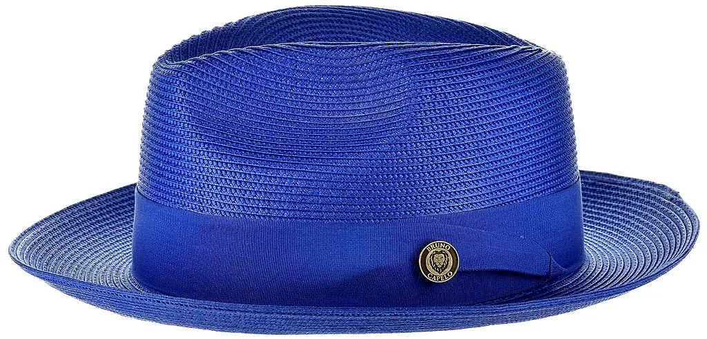 Men's Royal Blue Summer Straw Hats Bruno Capelo Blue Dress Hat