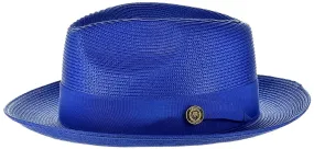 Men's Royal Blue Summer Straw Hats Bruno Capelo Blue Dress Hat