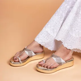 Mesh Kolhapuri Platform - Gold