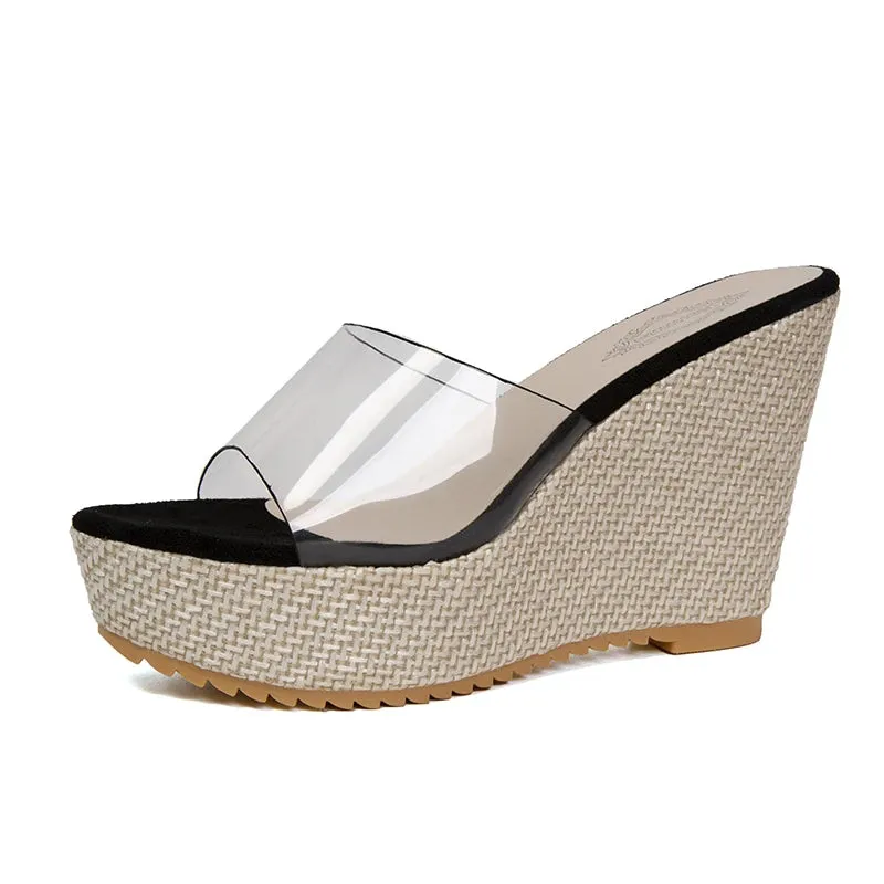 Ophelie - Trendy Transparent Wedge Sandals for Women