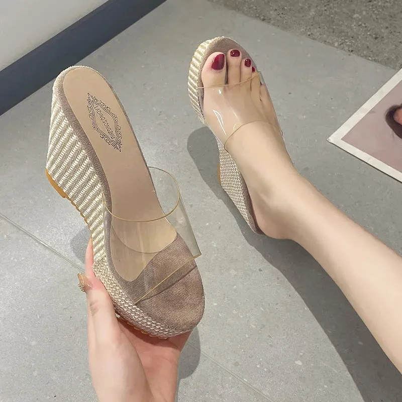 Ophelie - Trendy Transparent Wedge Sandals for Women