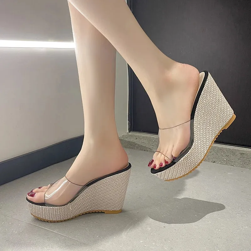 Ophelie - Trendy Transparent Wedge Sandals for Women