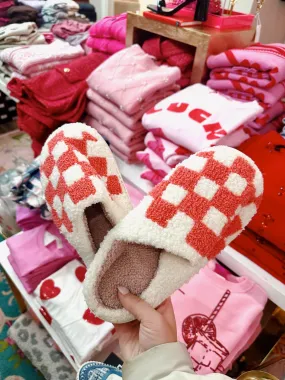 Orange Checkered Slippers