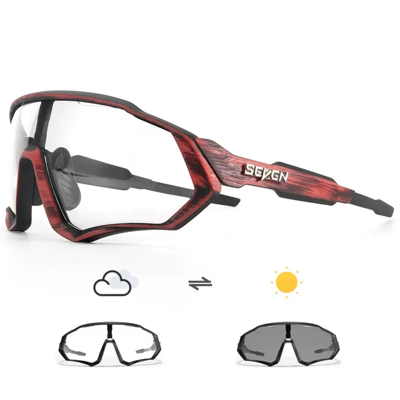 Scvcn Photochromic Cycling Glasses Cool Bike Sunglasses Sports Bicycle Eyewear Mountain Cycl Goggles UV400 MTB Road Men Driving