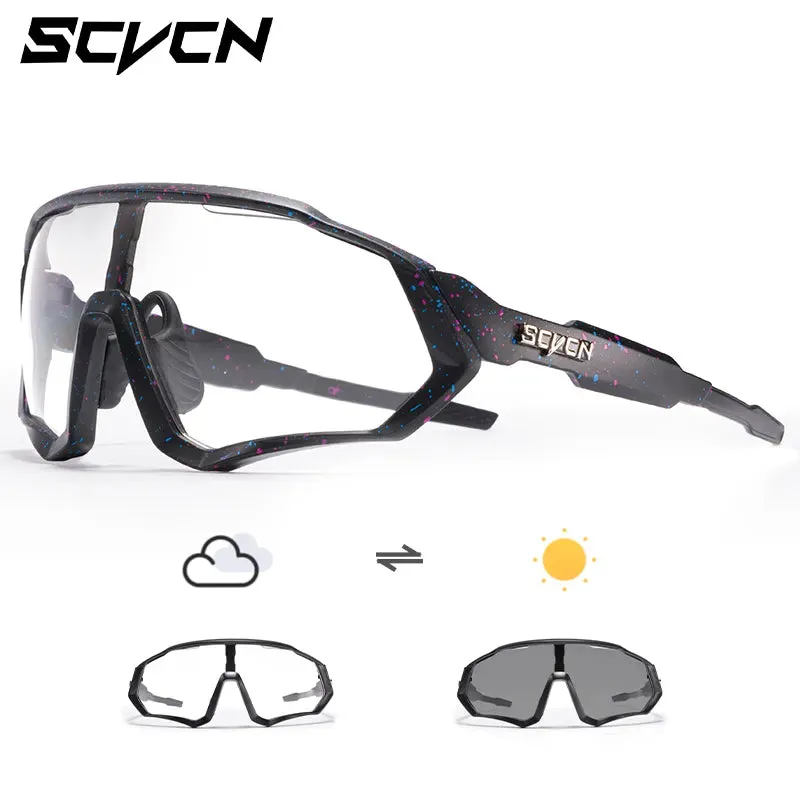 Scvcn Photochromic Cycling Glasses Cool Bike Sunglasses Sports Bicycle Eyewear Mountain Cycl Goggles UV400 MTB Road Men Driving