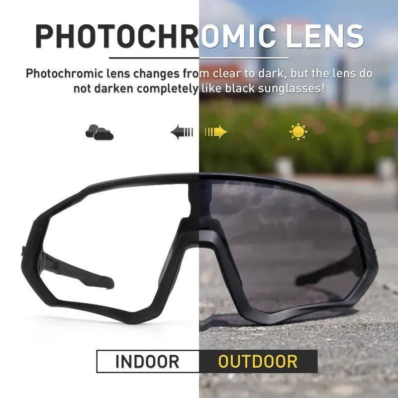 Scvcn Photochromic Cycling Glasses Cool Bike Sunglasses Sports Bicycle Eyewear Mountain Cycl Goggles UV400 MTB Road Men Driving