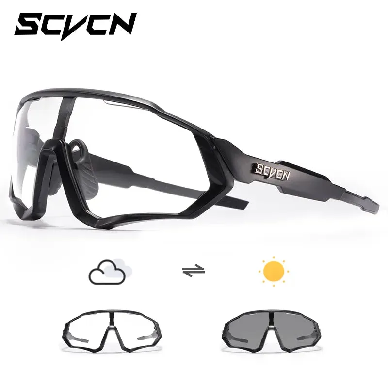 Scvcn Photochromic Cycling Glasses Cool Bike Sunglasses Sports Bicycle Eyewear Mountain Cycl Goggles UV400 MTB Road Men Driving