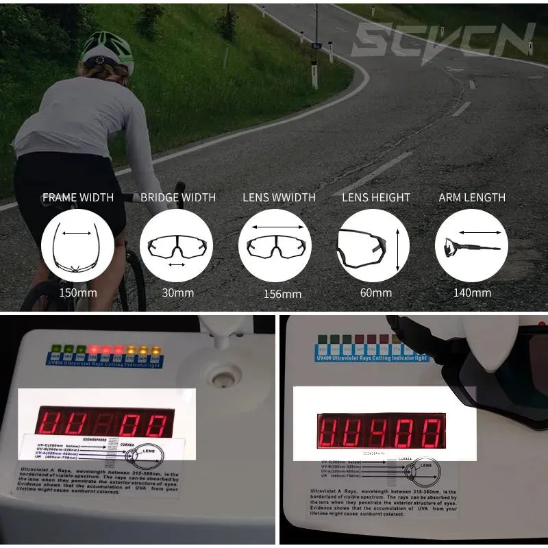 Scvcn Photochromic Cycling Glasses Cool Bike Sunglasses Sports Bicycle Eyewear Mountain Cycl Goggles UV400 MTB Road Men Driving