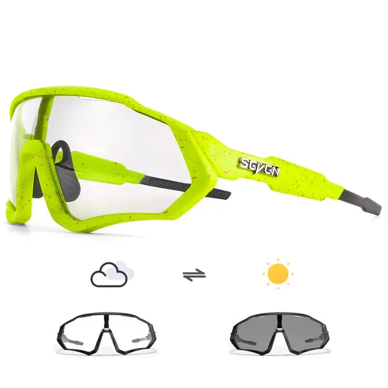 Scvcn Photochromic Cycling Glasses Cool Bike Sunglasses Sports Bicycle Eyewear Mountain Cycl Goggles UV400 MTB Road Men Driving