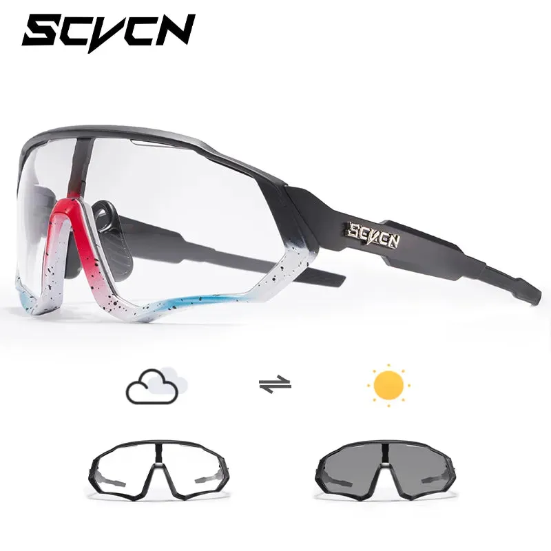 Scvcn Photochromic Cycling Glasses Cool Bike Sunglasses Sports Bicycle Eyewear Mountain Cycl Goggles UV400 MTB Road Men Driving