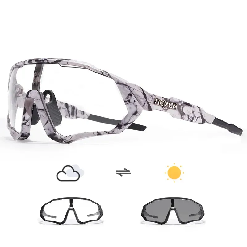 Scvcn Photochromic Cycling Glasses Cool Bike Sunglasses Sports Bicycle Eyewear Mountain Cycl Goggles UV400 MTB Road Men Driving