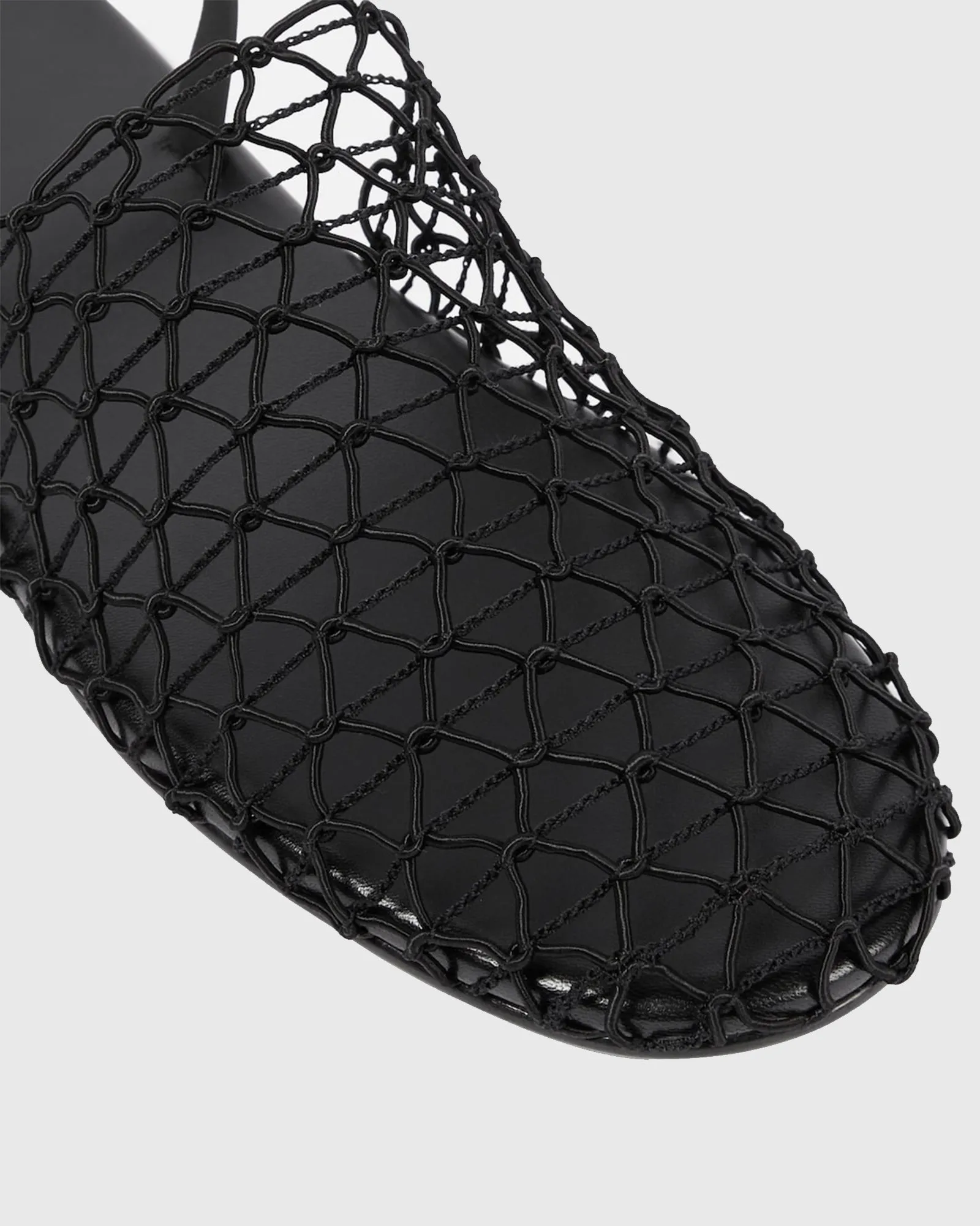 Serah Woven Fishnet Slippers In Black