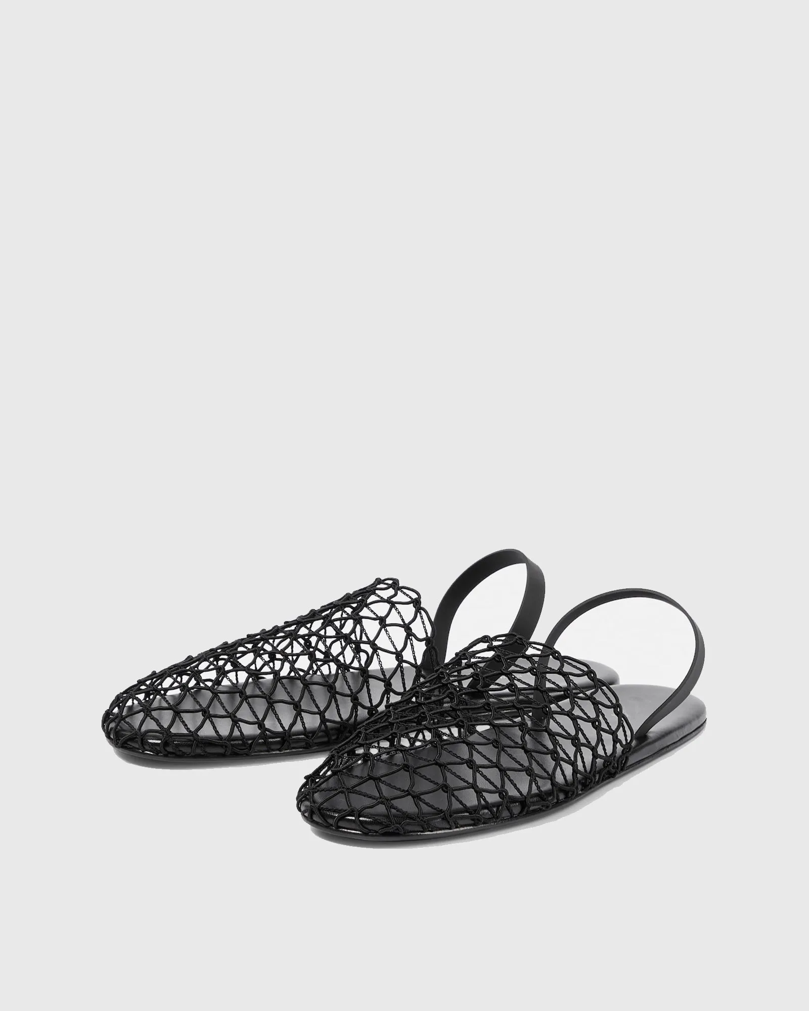 Serah Woven Fishnet Slippers In Black