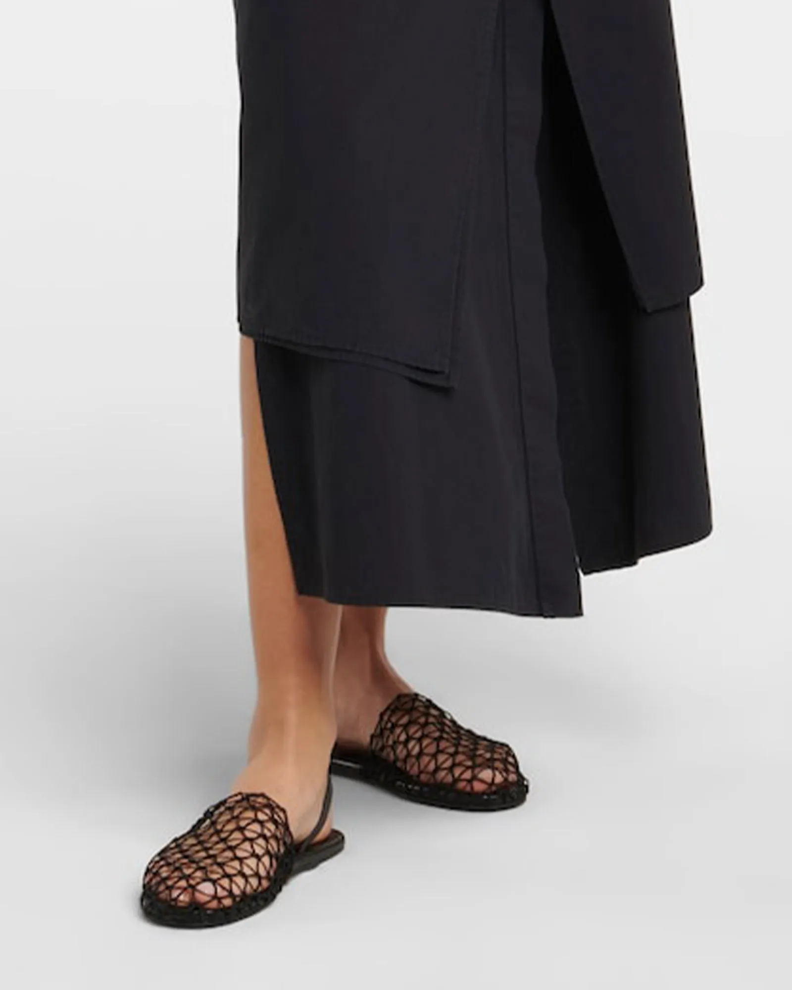 Serah Woven Fishnet Slippers In Black