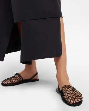 Serah Woven Fishnet Slippers In Black